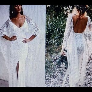 Backless Lace Cape dress